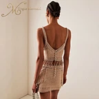 backless crochet skirt and top set